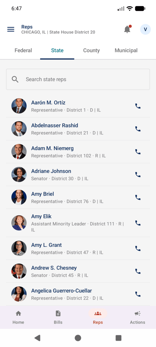 State representatives in Constituent